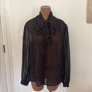 Vintage Sheer Tie-Neck Blouse